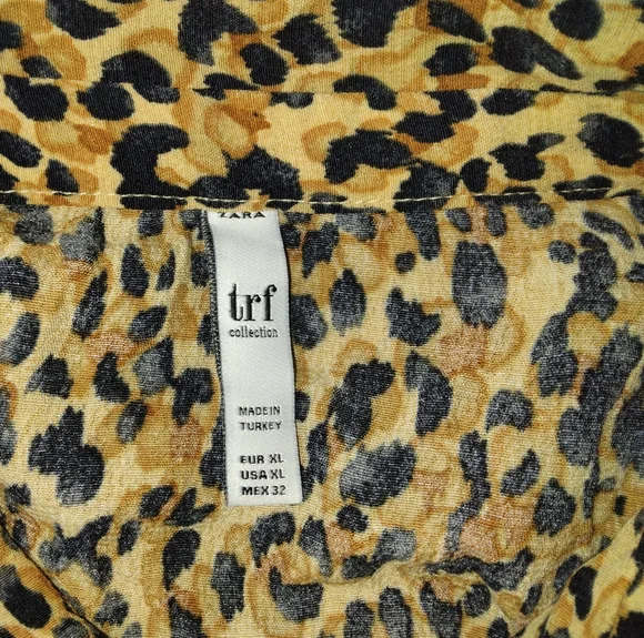 Zara Trf Collection Leopard Print Button Down Blouse Size XL - Picture 9 of 12